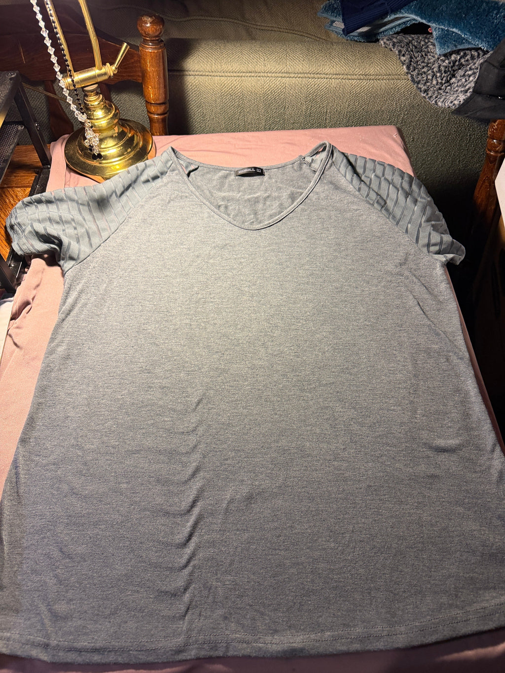 Miholl Gray Textured Shoulder Top – Size L