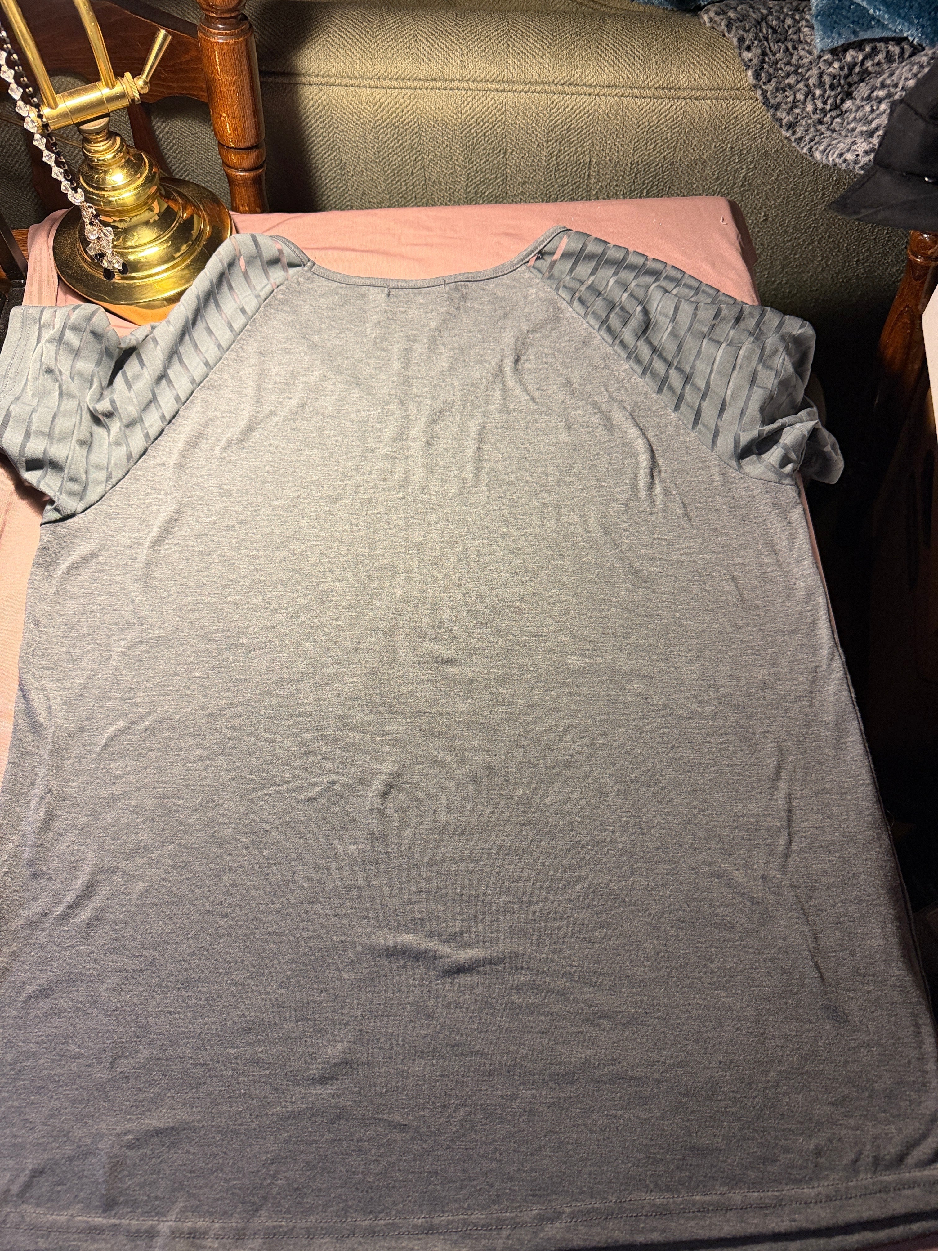 Miholl Gray Textured Shoulder Top – Size L