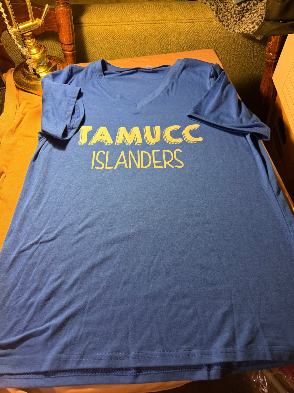 TAMUCC Islanders V-Neck Tee – Blue (Size L)