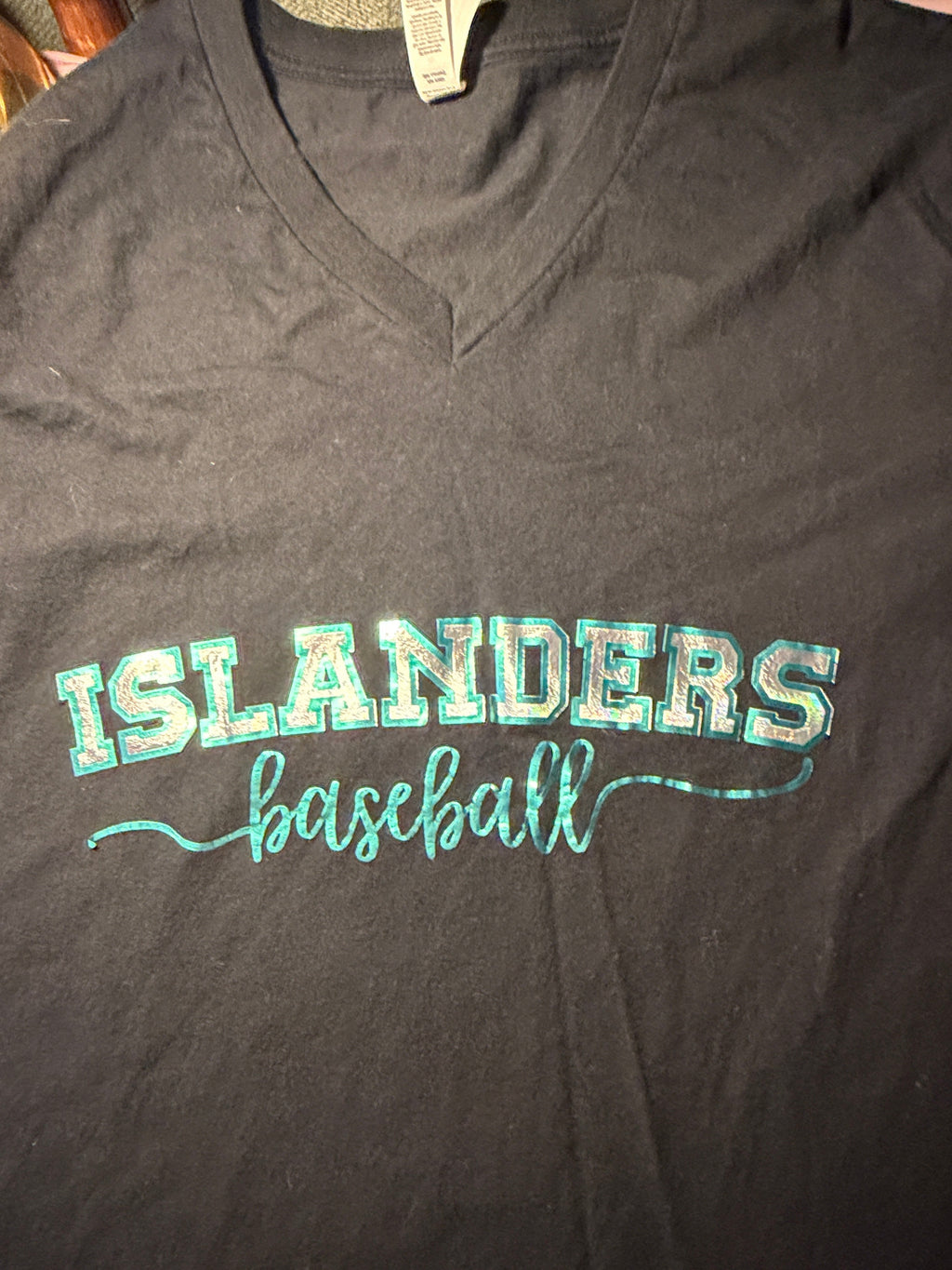 Islanders Baseball V-Neck Tee – Charcoal Size XL