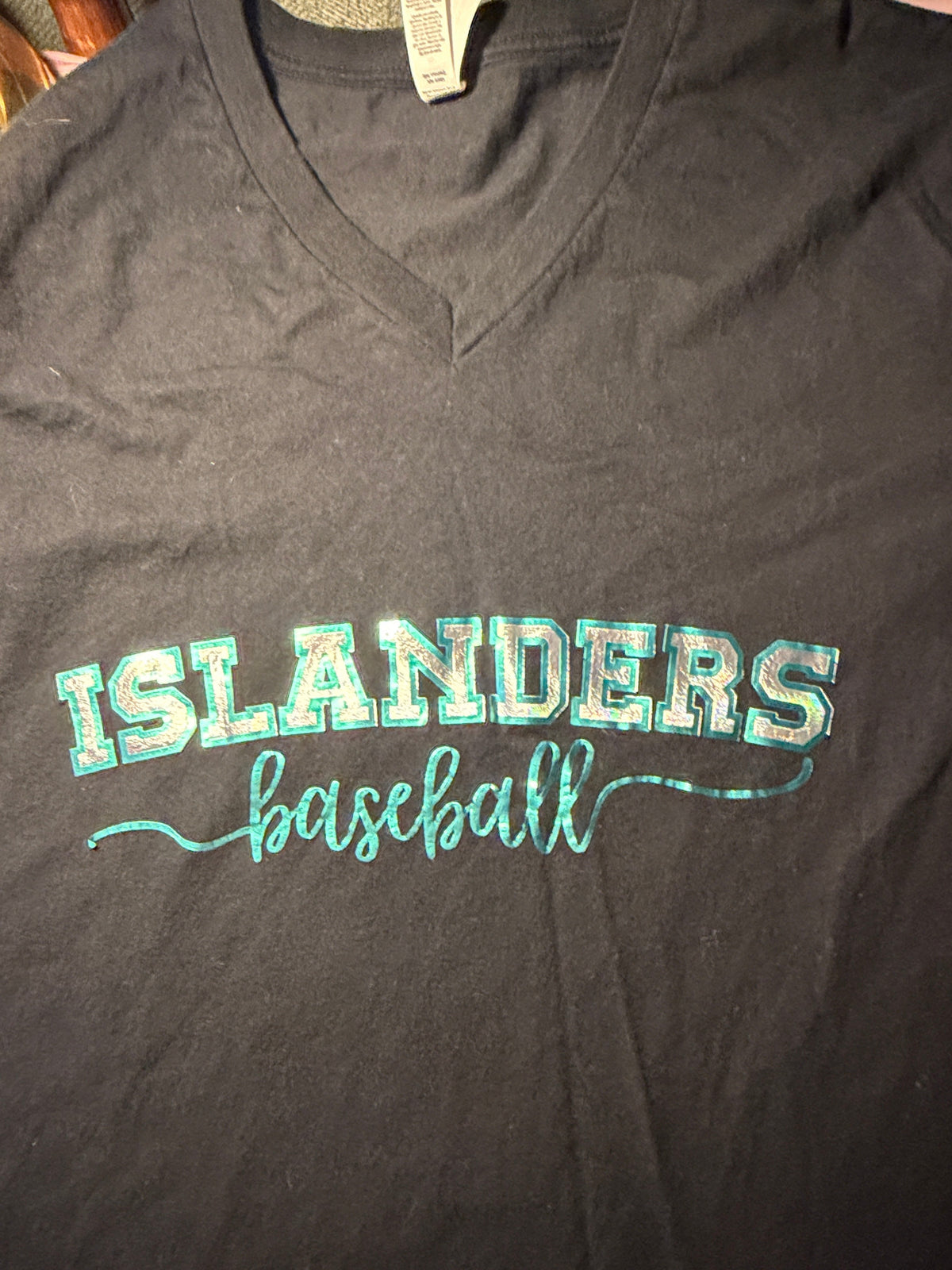 Islanders Baseball V-Neck Tee – Charcoal Size XL