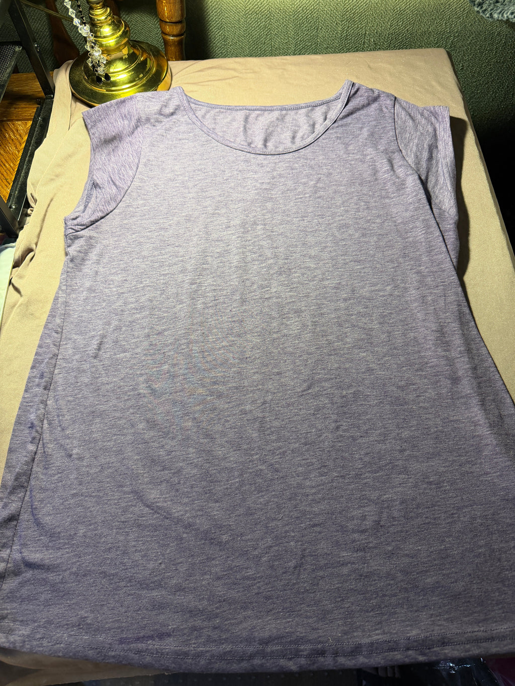 Heathered Lavender Sleeveless Muscle Tee Large