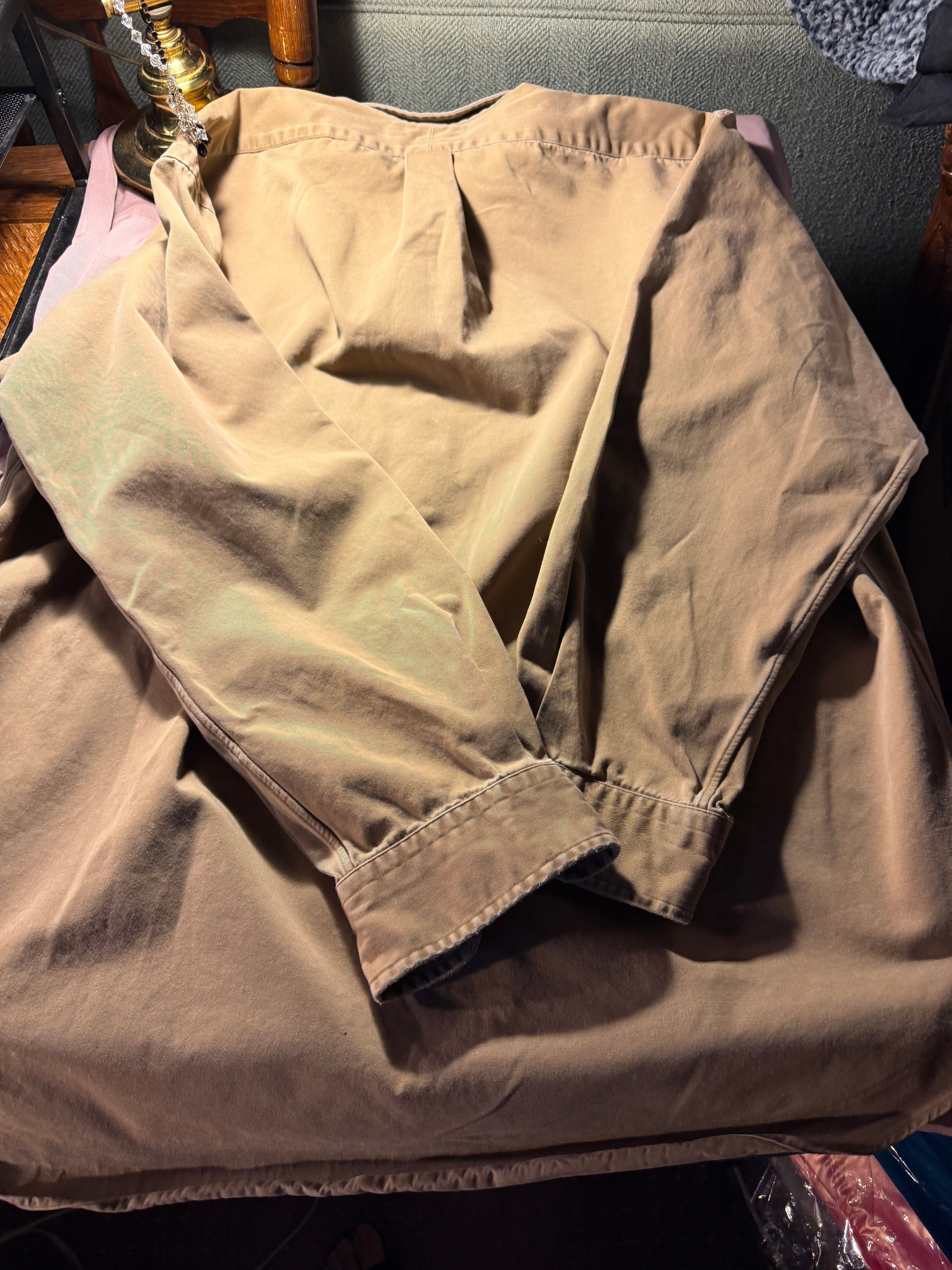 Ralph Lauren Blake Button-Down Shirt – Men's L, Khaki/Tan, 100% Cotton