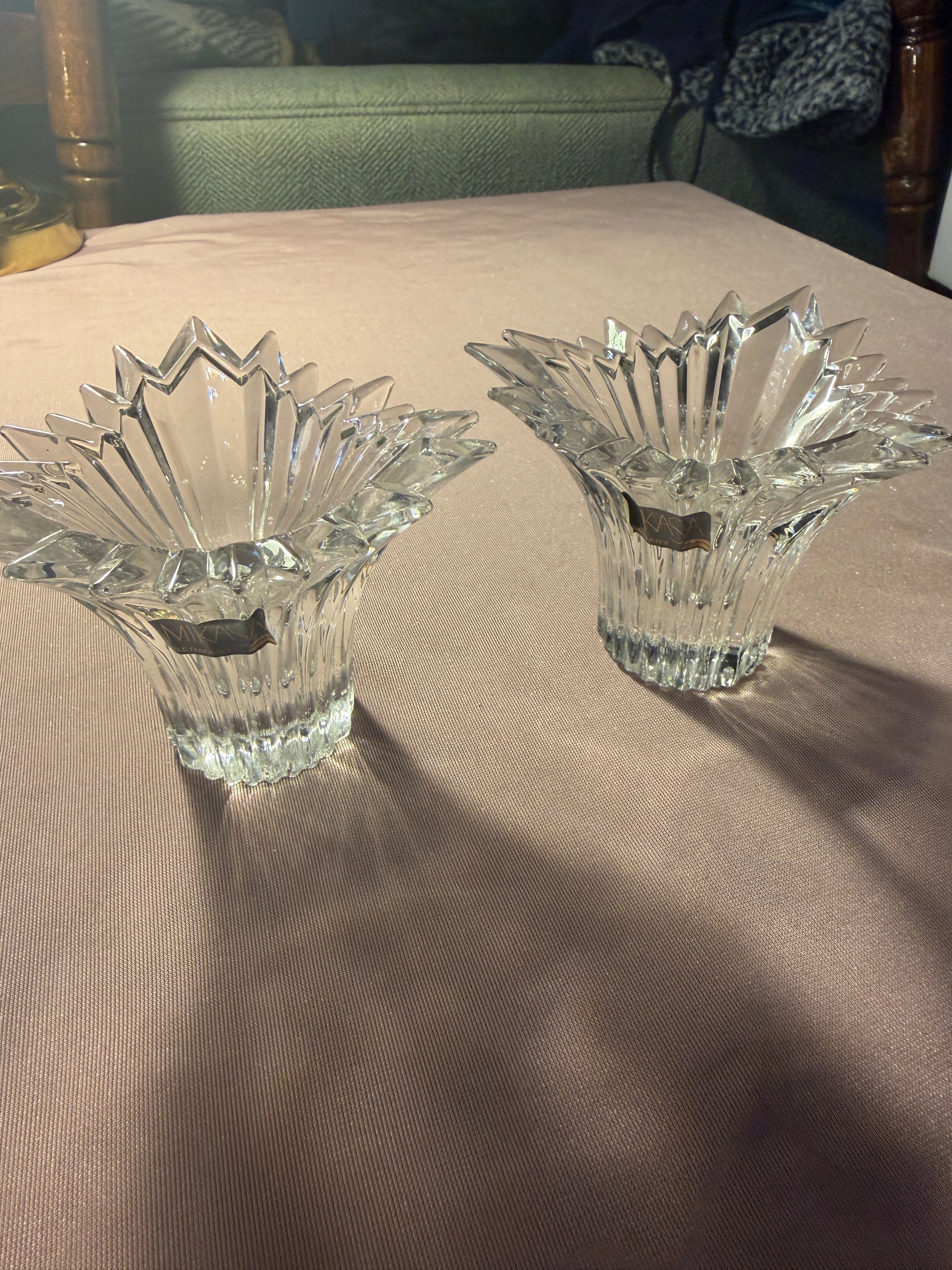 Mikasa Germany Crystal Starburst Votive Candle Holders – Set of 2