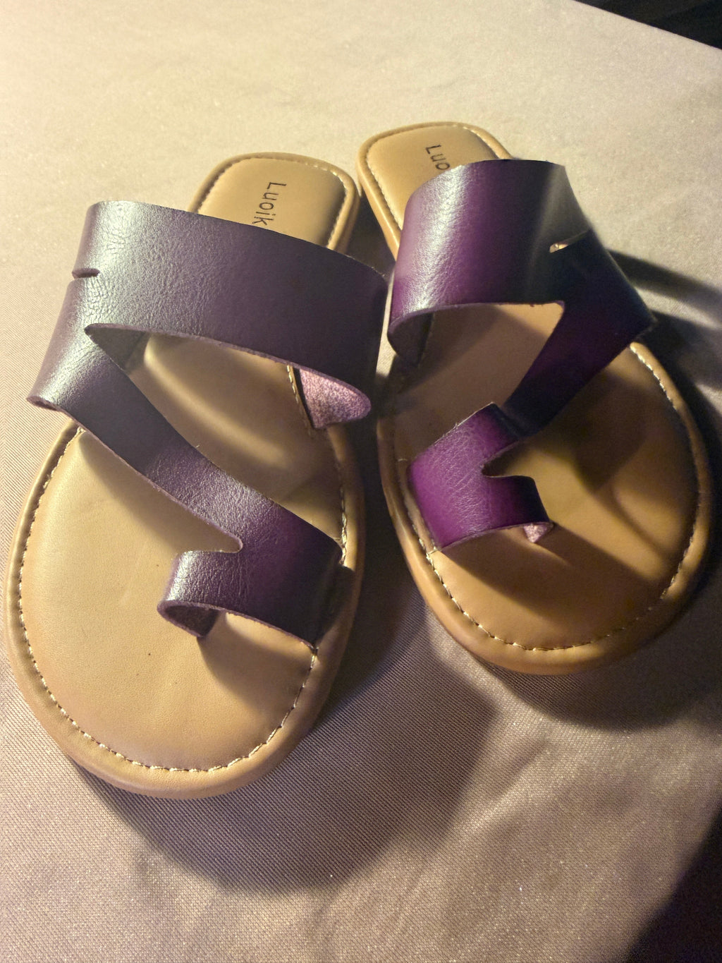 Luoika Purple Metallic Strappy Sandals