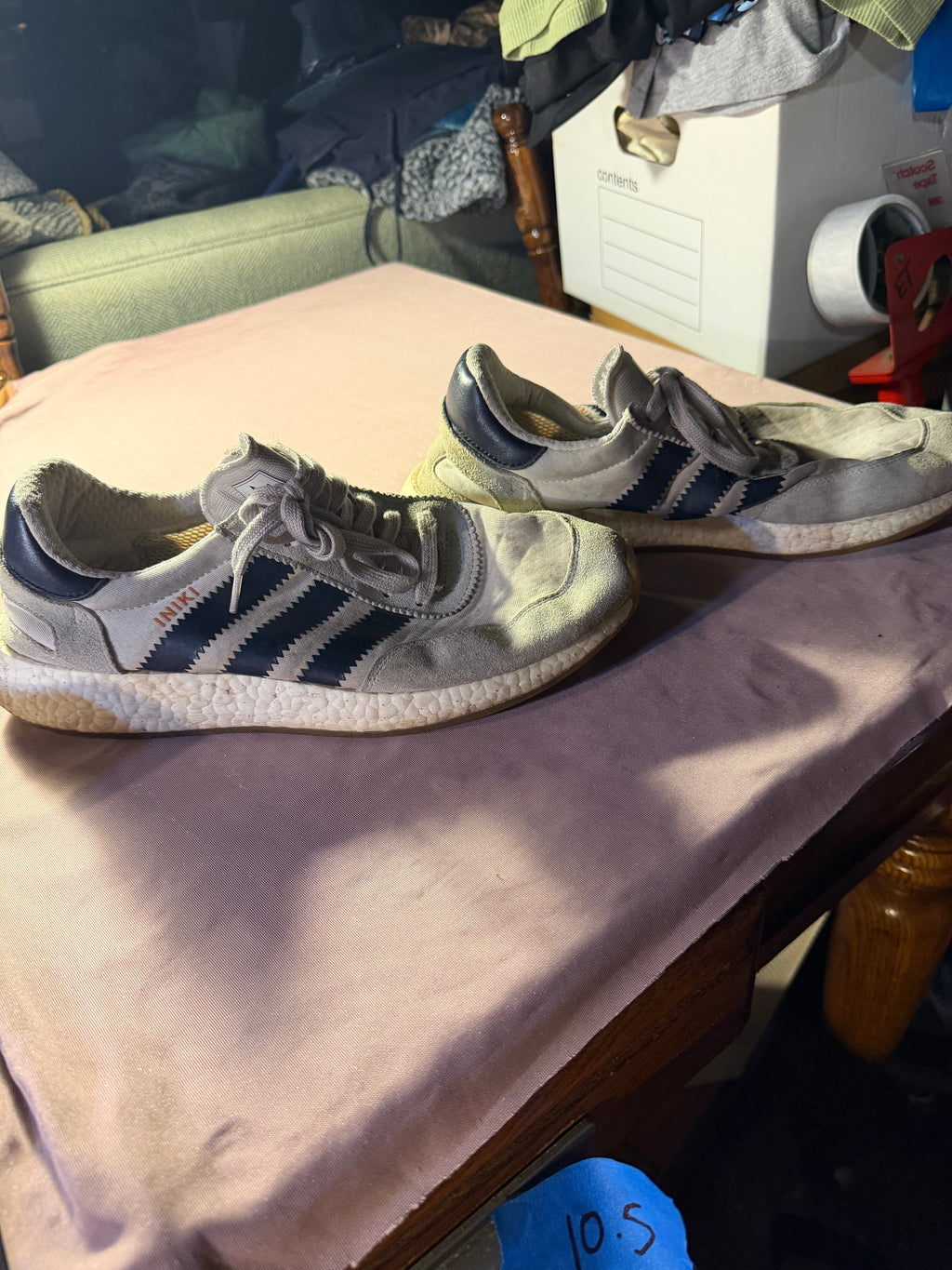 Adidas Iniki Runner Sneakers – Gray/Navy – Size 10.5