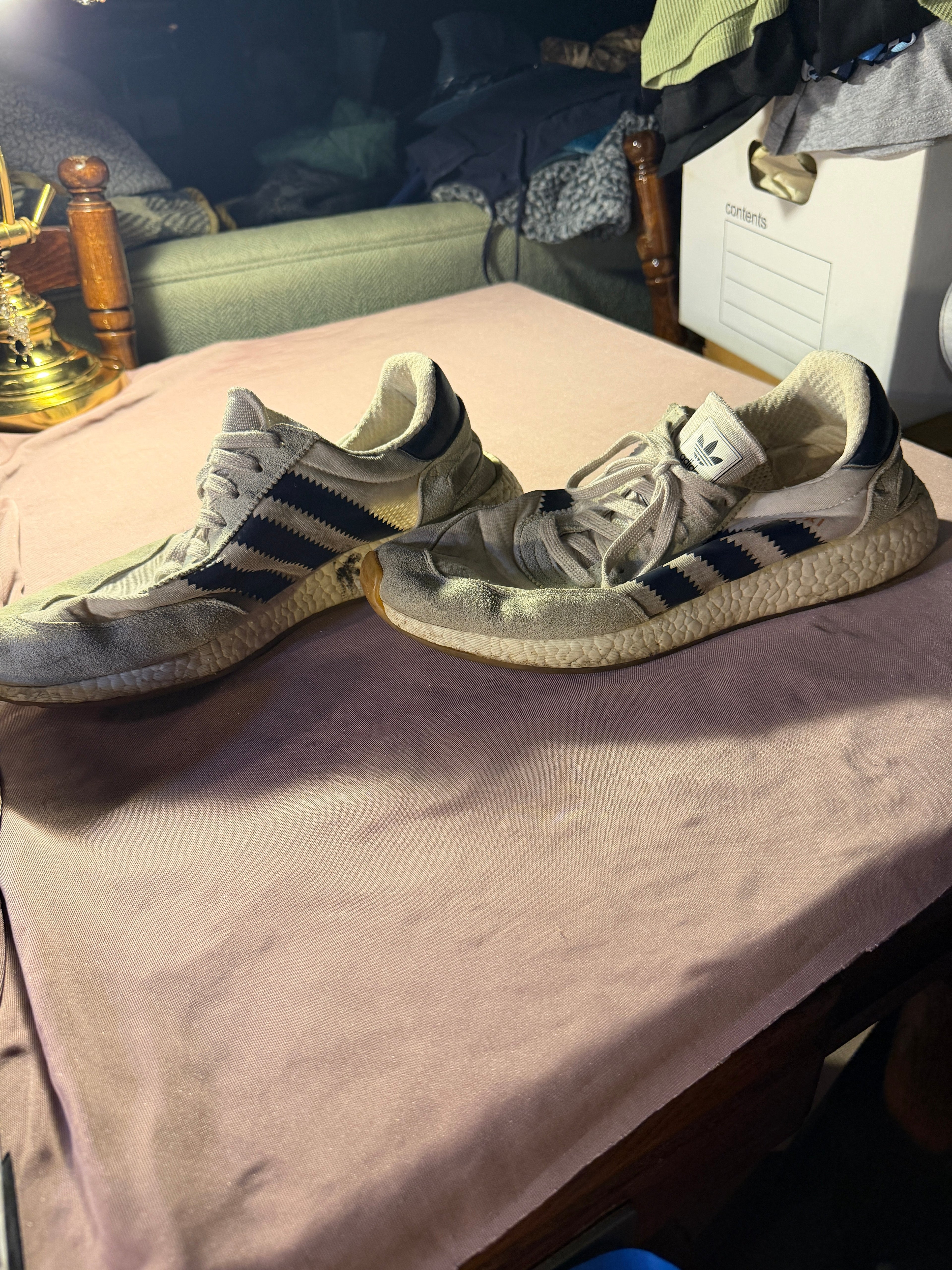 Adidas Iniki Runner Sneakers – Gray/Navy – Size 10.5