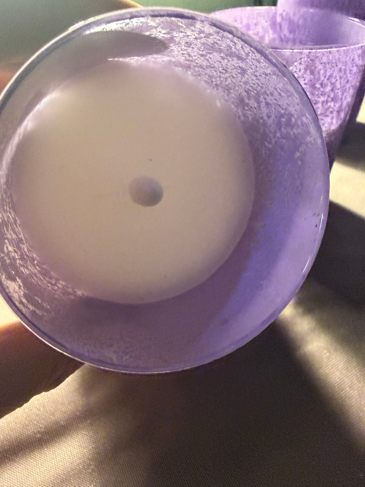 Purple Frosted Glass Candle Set of 3