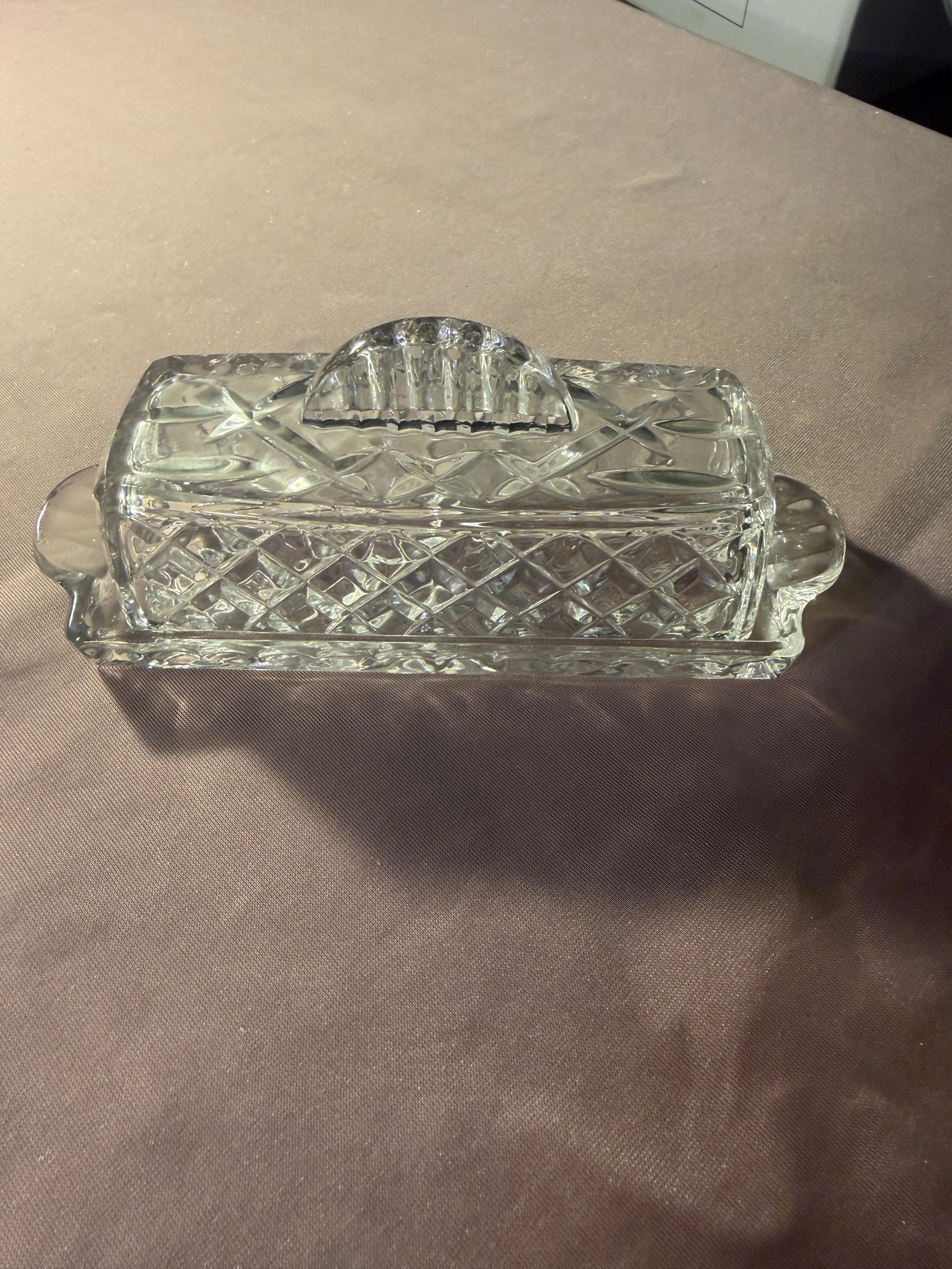 Gorham Full Lead Crystal Butter Dish with Lid