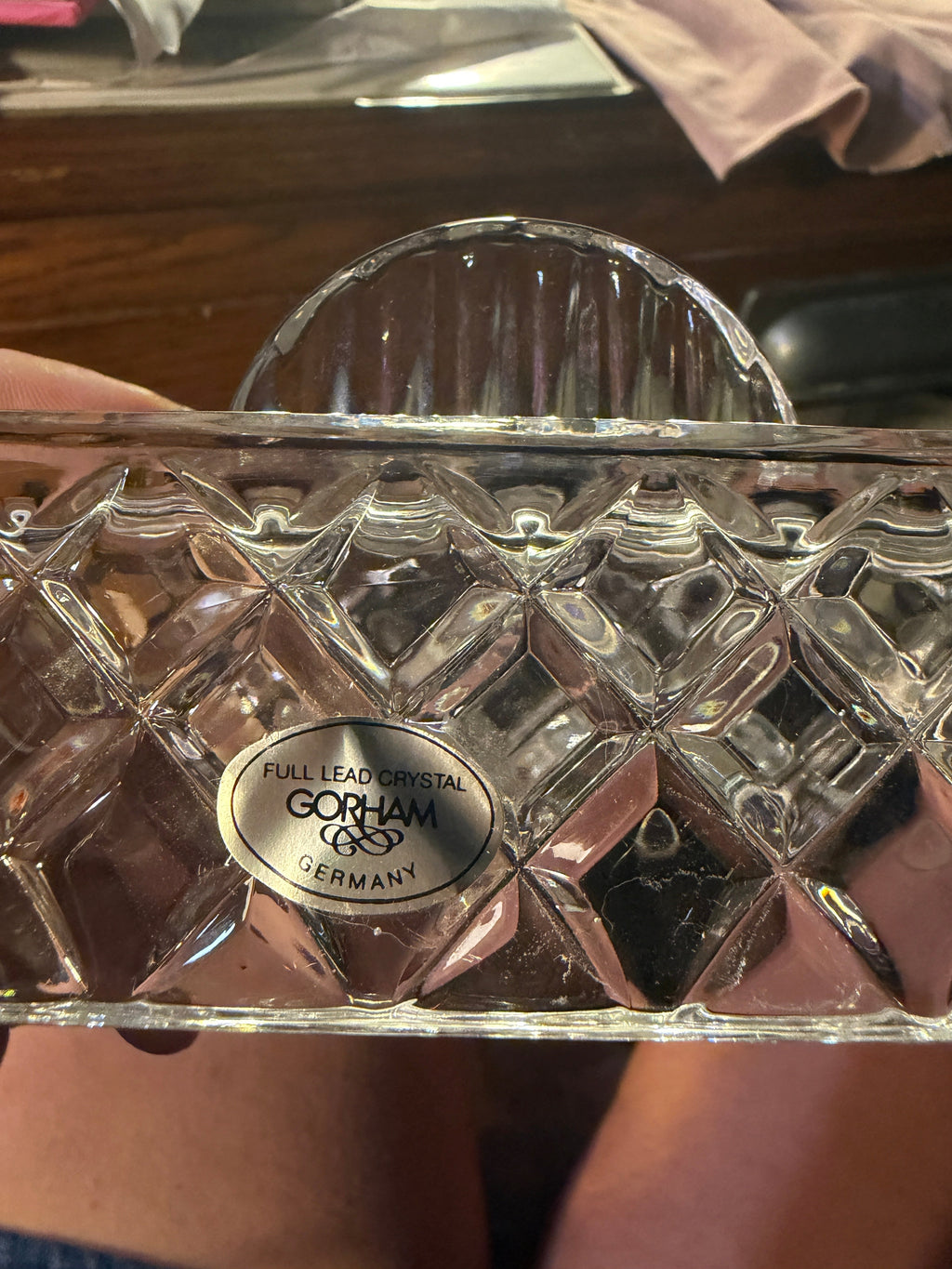 Gorham Full Lead Crystal Butter Dish with Lid