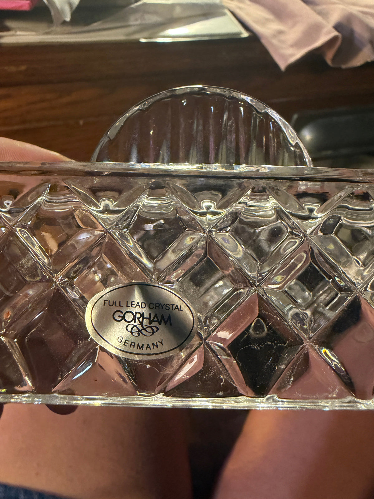 Gorham Full Lead Crystal Butter Dish with Lid