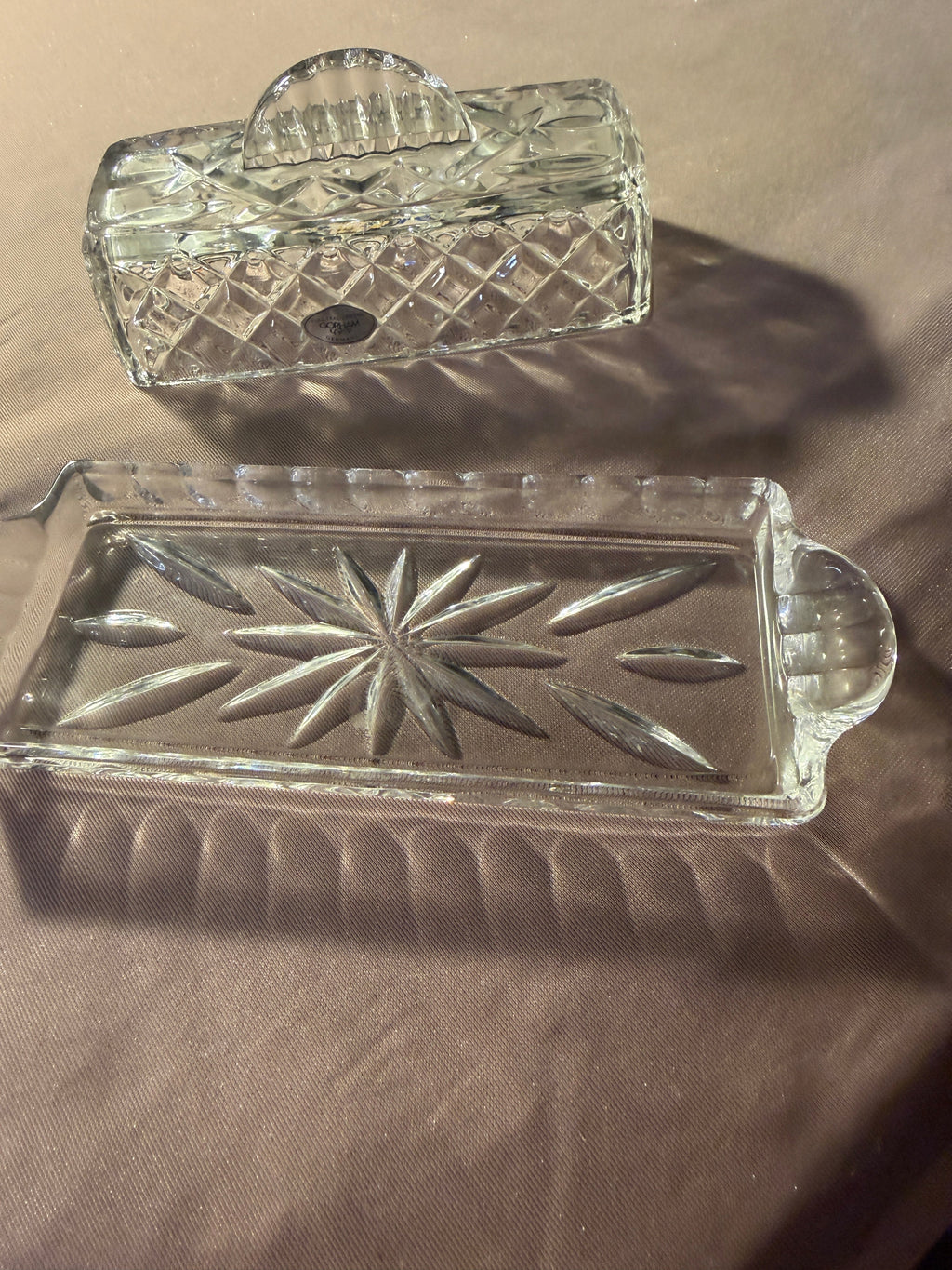 Gorham Full Lead Crystal Butter Dish with Lid