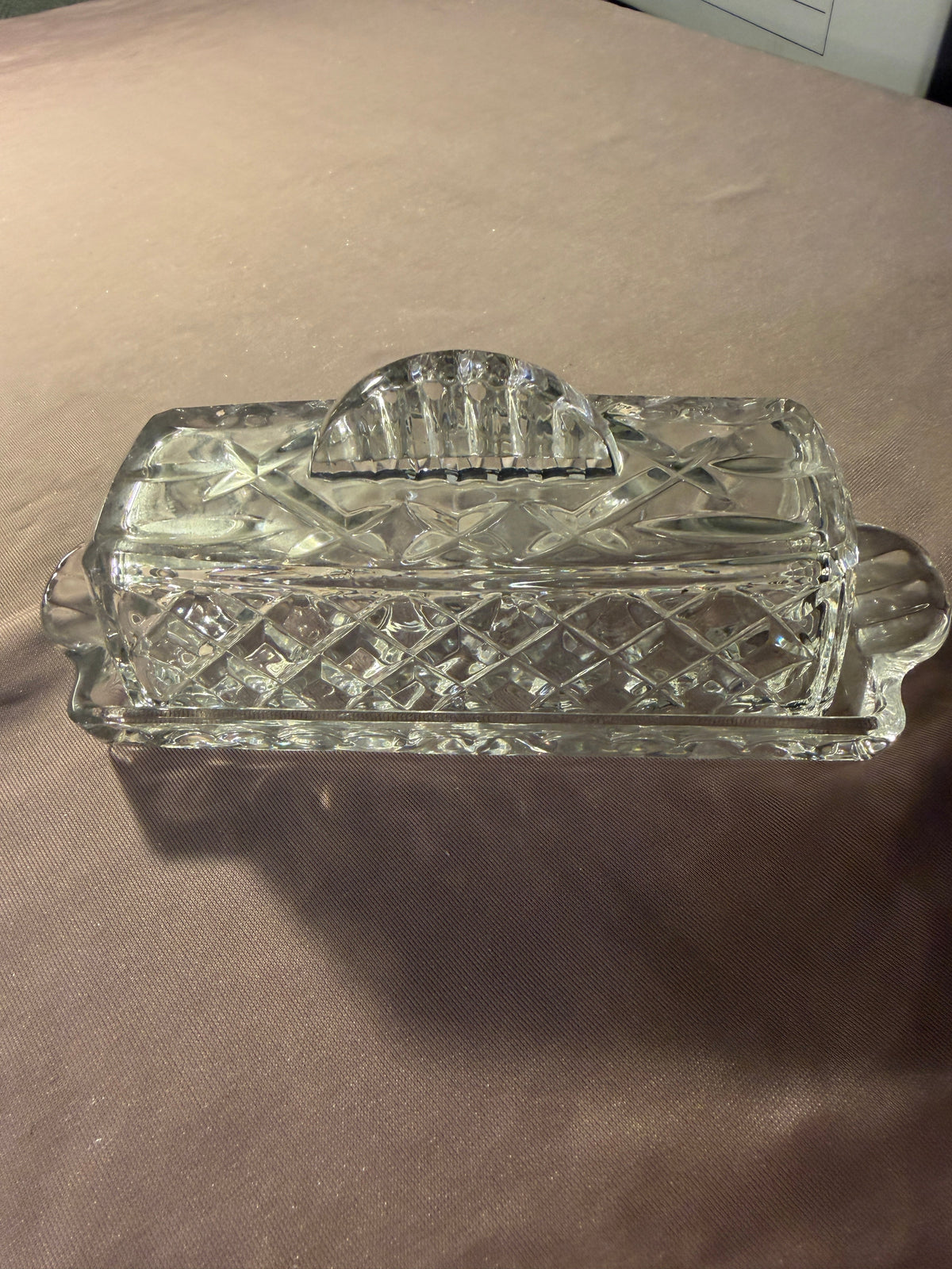 Gorham Full Lead Crystal Butter Dish with Lid