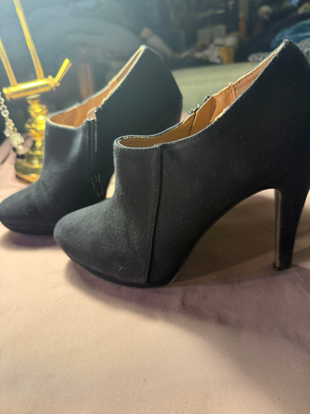 Black Suede Stiletto Booties