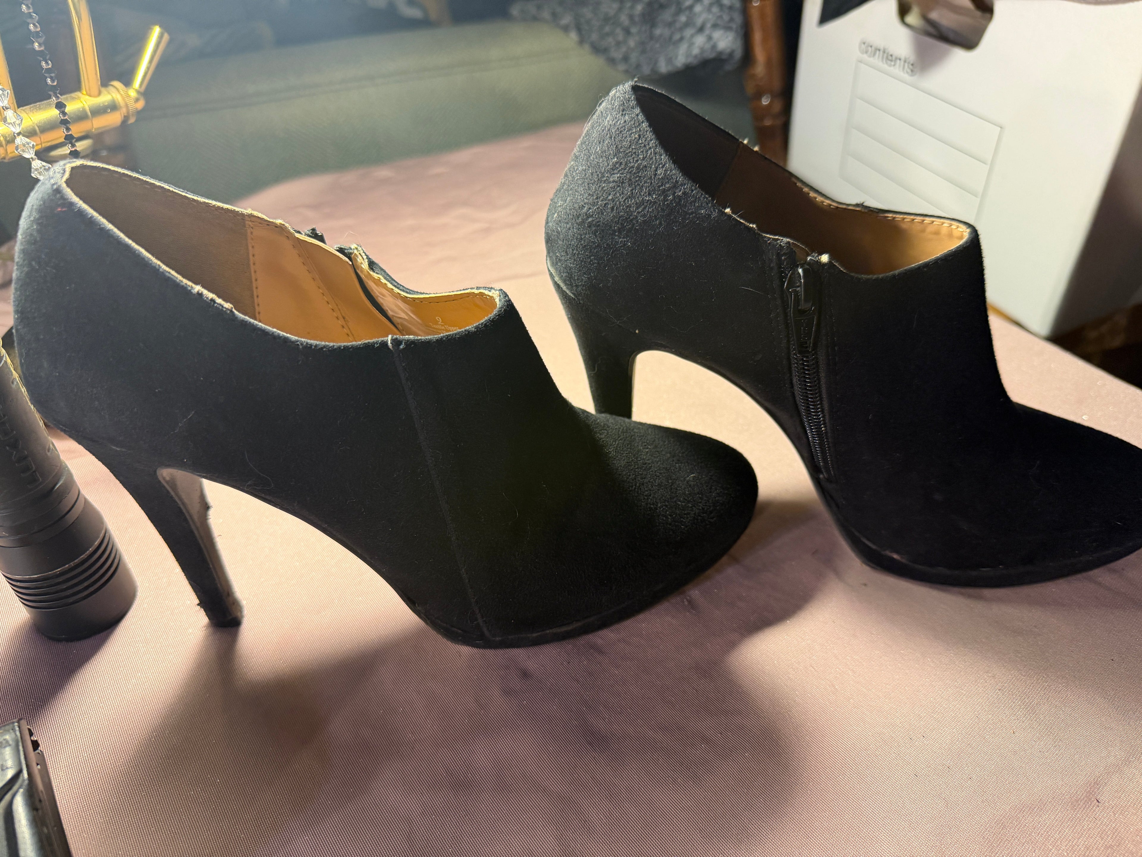 Black Suede Stiletto Booties