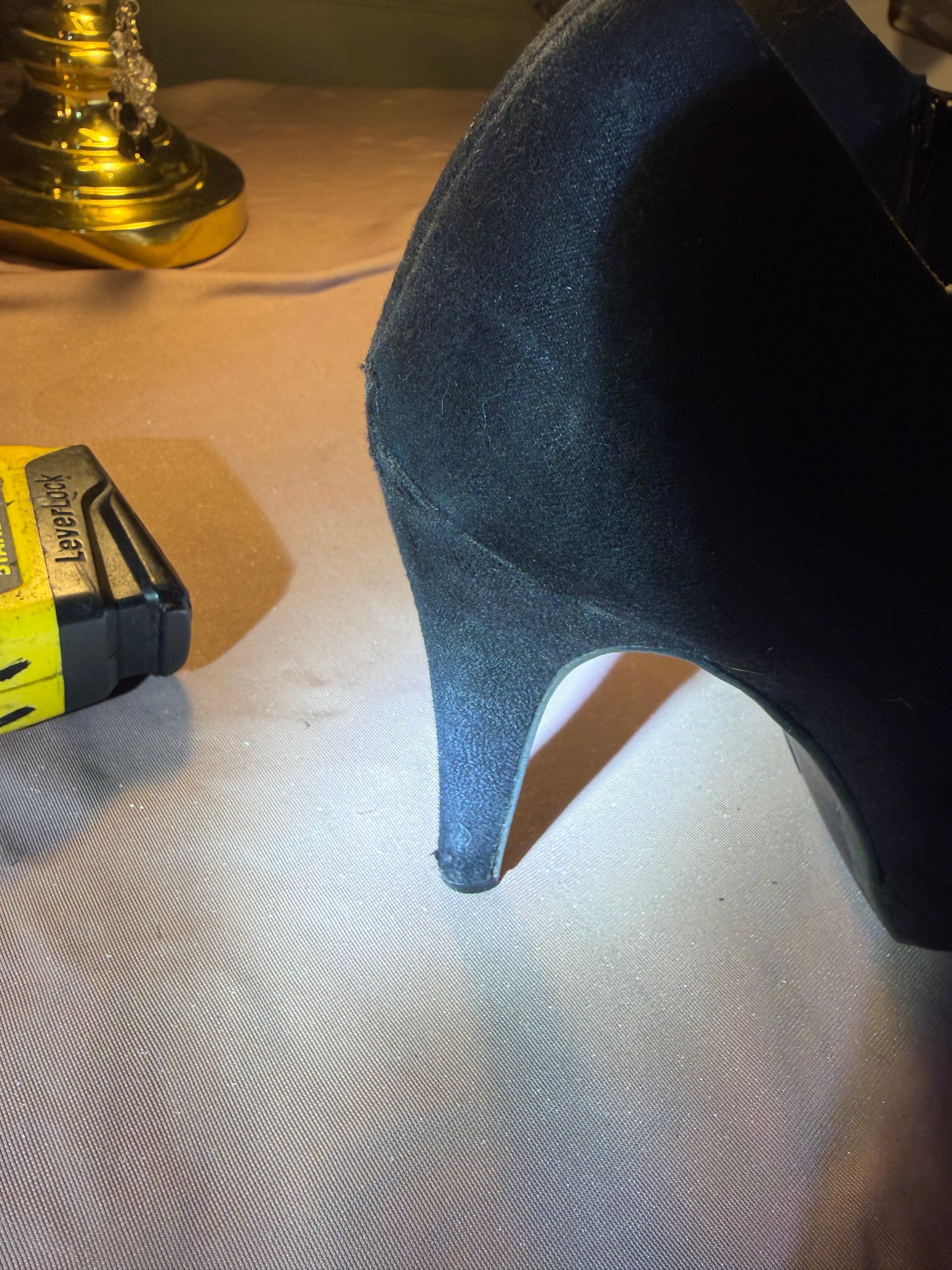 Black Suede Stiletto Booties