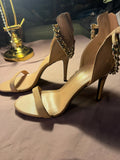 Nude Chain-Strap Stiletto Heels