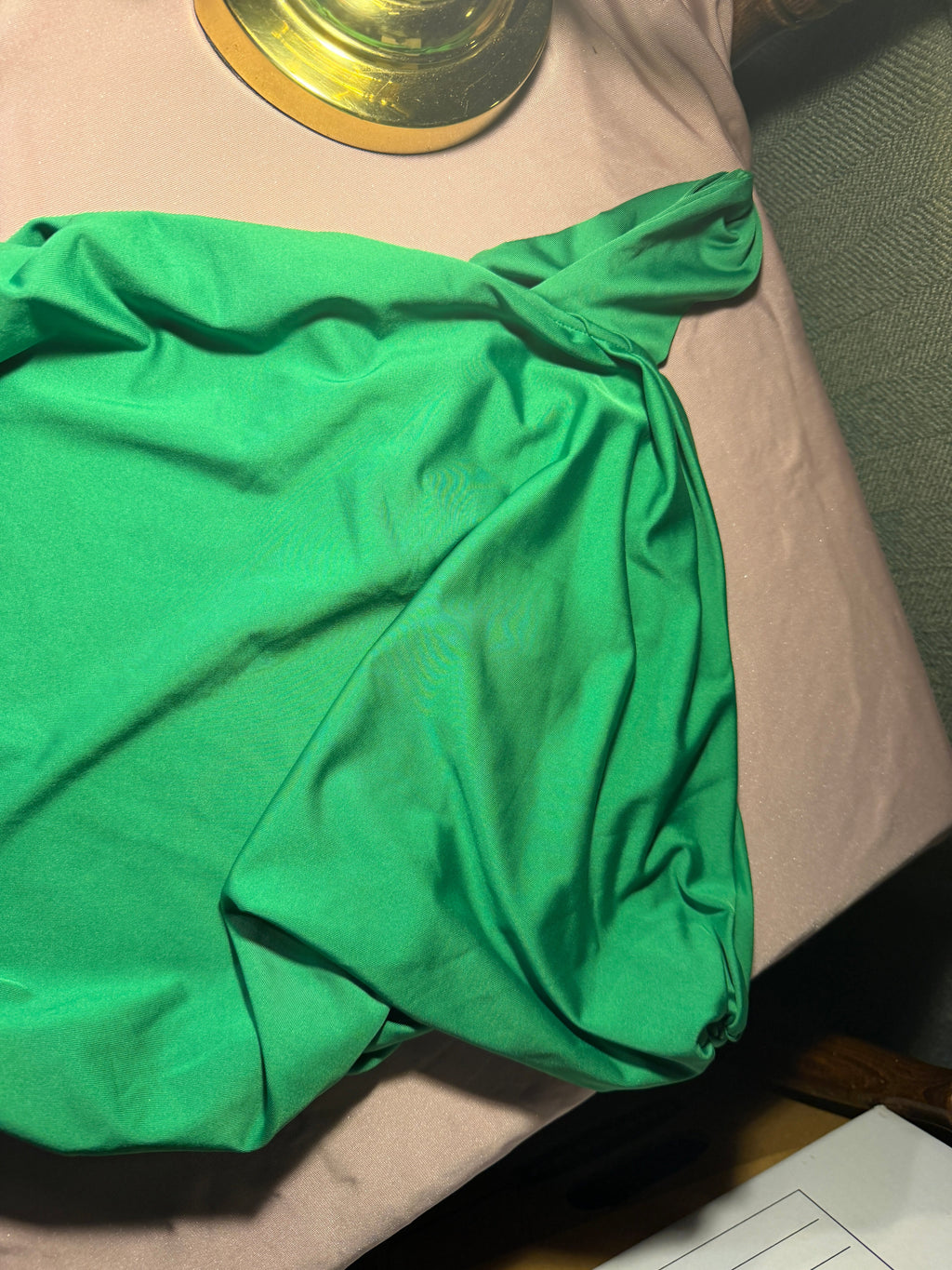 Kelly Green One-Shoulder Bodycon Midi Dress