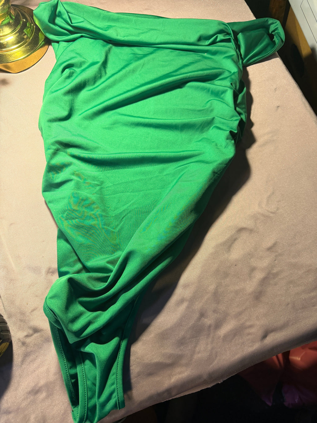 Kelly Green One-Shoulder Bodycon Midi Dress