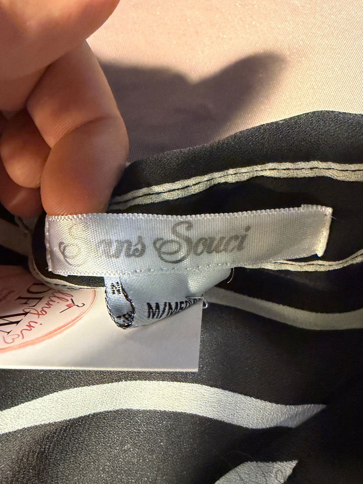 Sans Souci Black & White Striped Button-Down Shirt – Size M