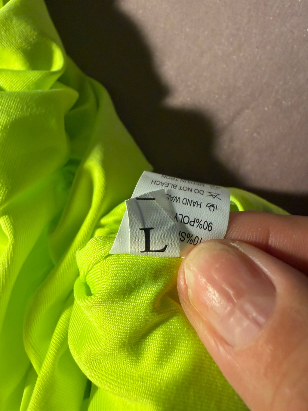 Neon Yellow-Green Ruched Mini Dress – Size L