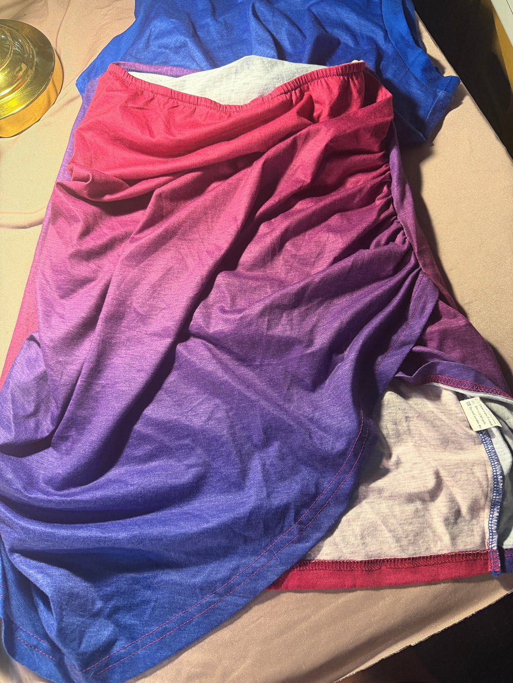 Blue to Pink Ombre Twist-Front Midi Dress – Size M