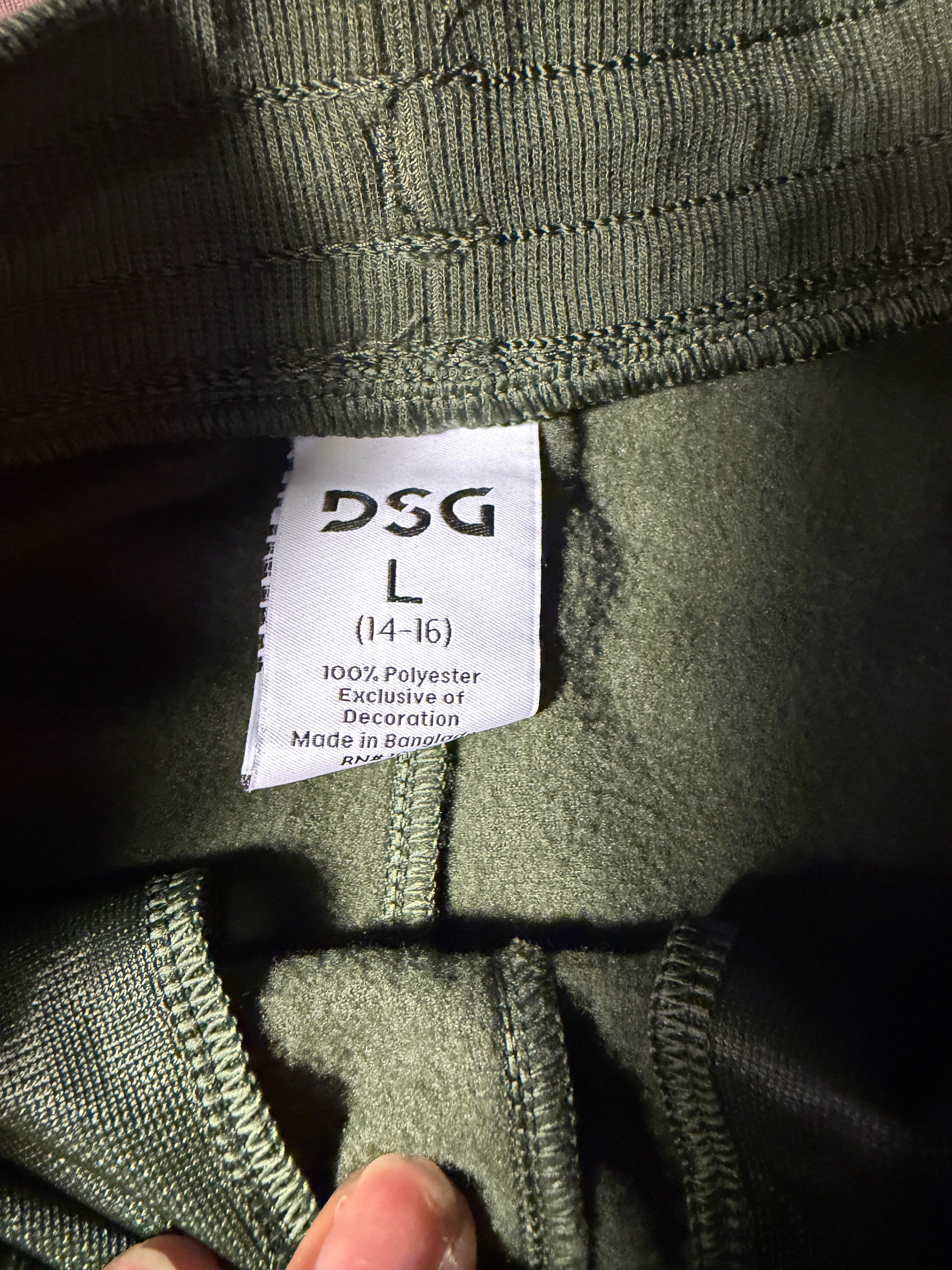 DSG Olive Green Zip-Pocket Jogger Pants – Size L (14-16)