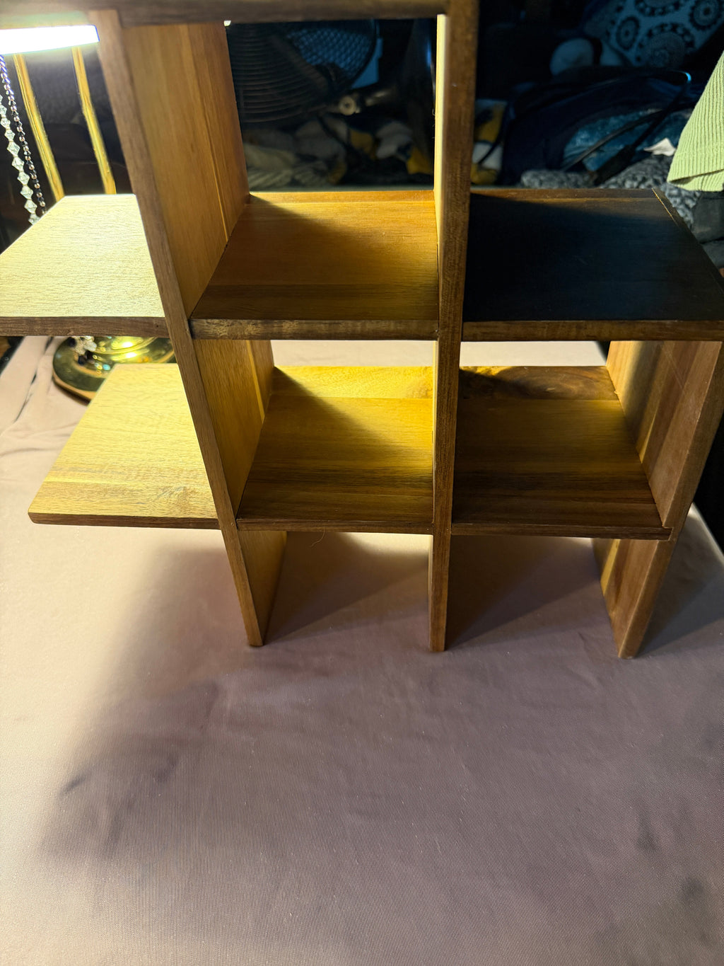 Wood 6-Cubby Wall Shelf Trinket Display — 15"W x 11.5"H x 6"D