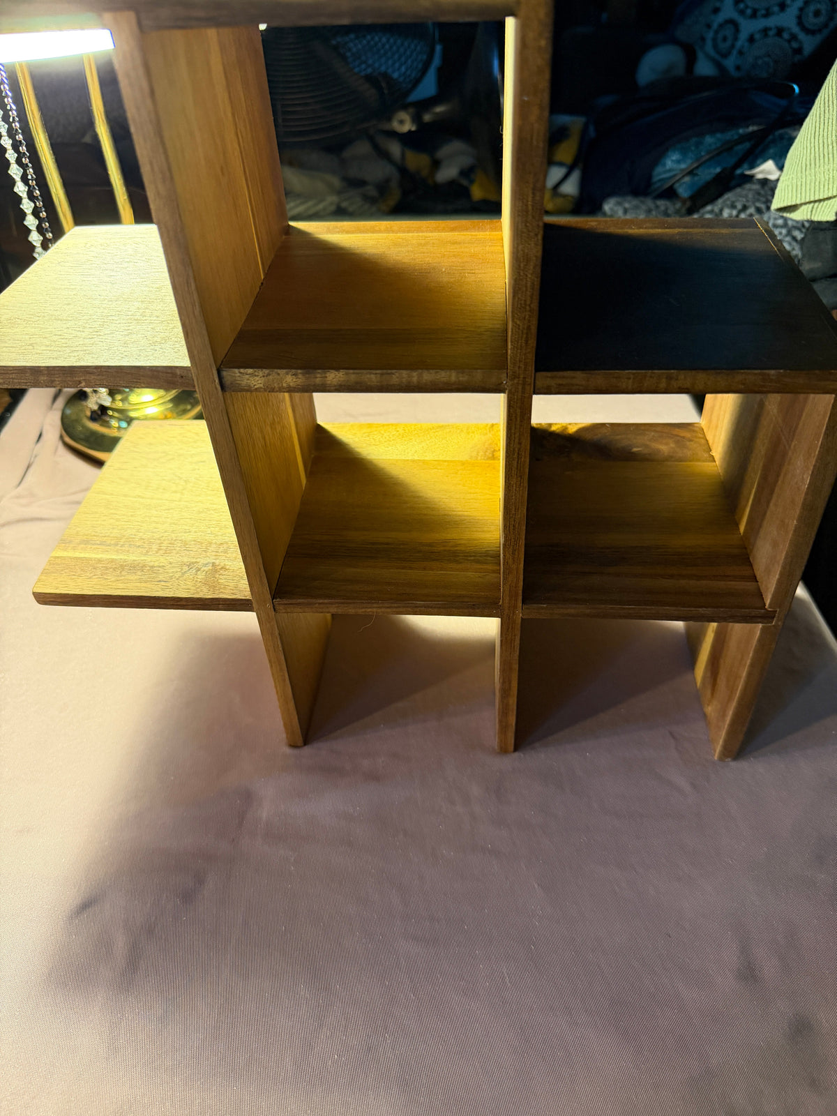 Wood 6-Cubby Wall Shelf Trinket Display — 15"W x 11.5"H x 6"D