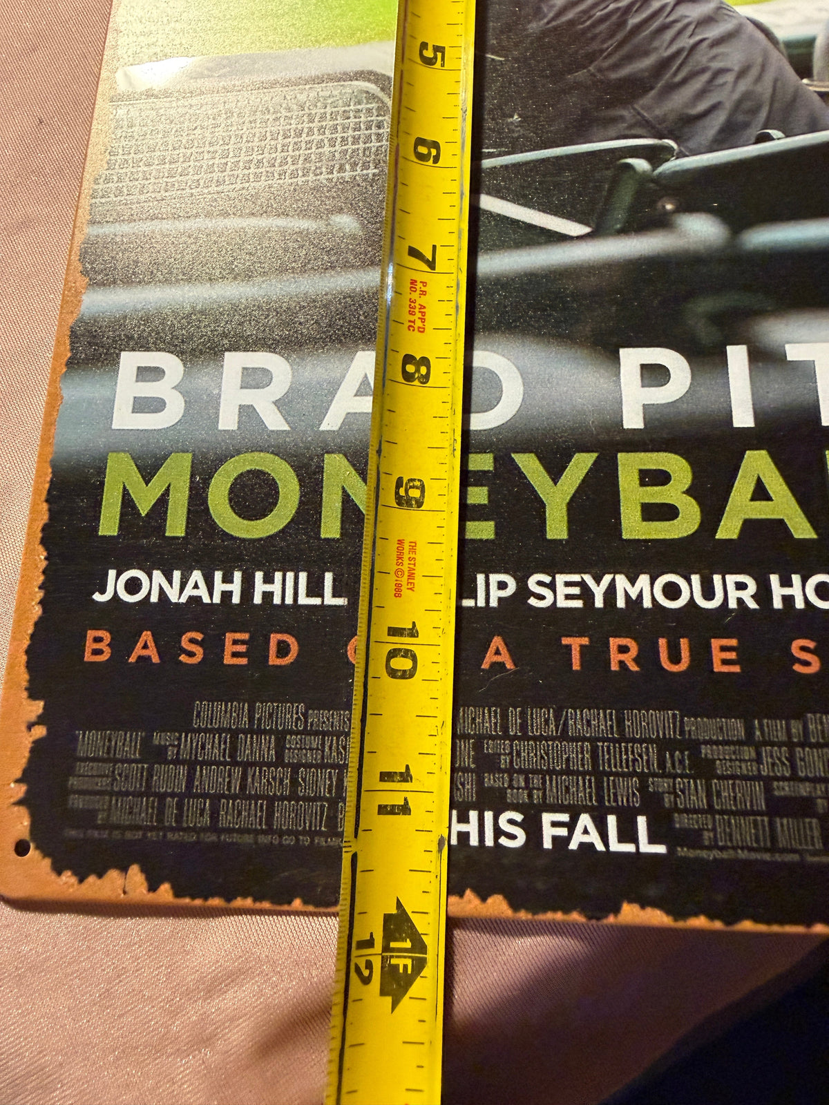 Moneyball Movie Poster Metal Tin Sign — Brad Pitt, ~8"W x 12"H