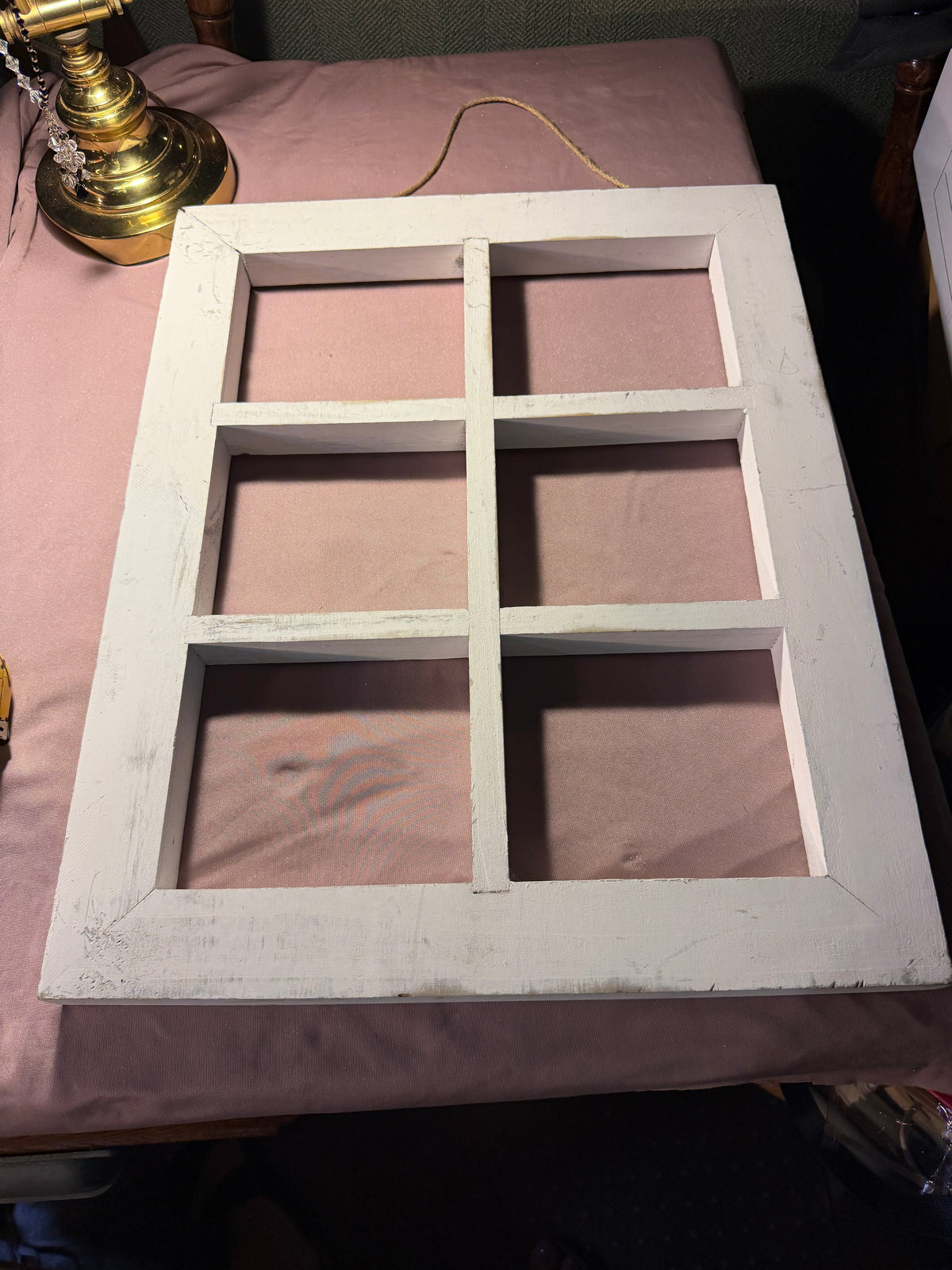 Rustic White Distressed Wood Window Frame Wall Decor
