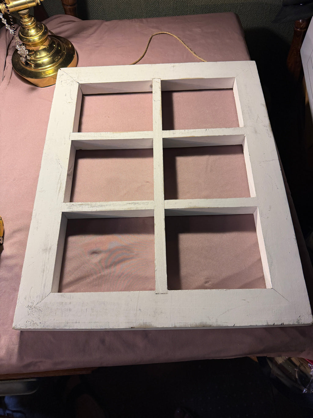 Rustic White Distressed Wood Window Frame Wall Decor