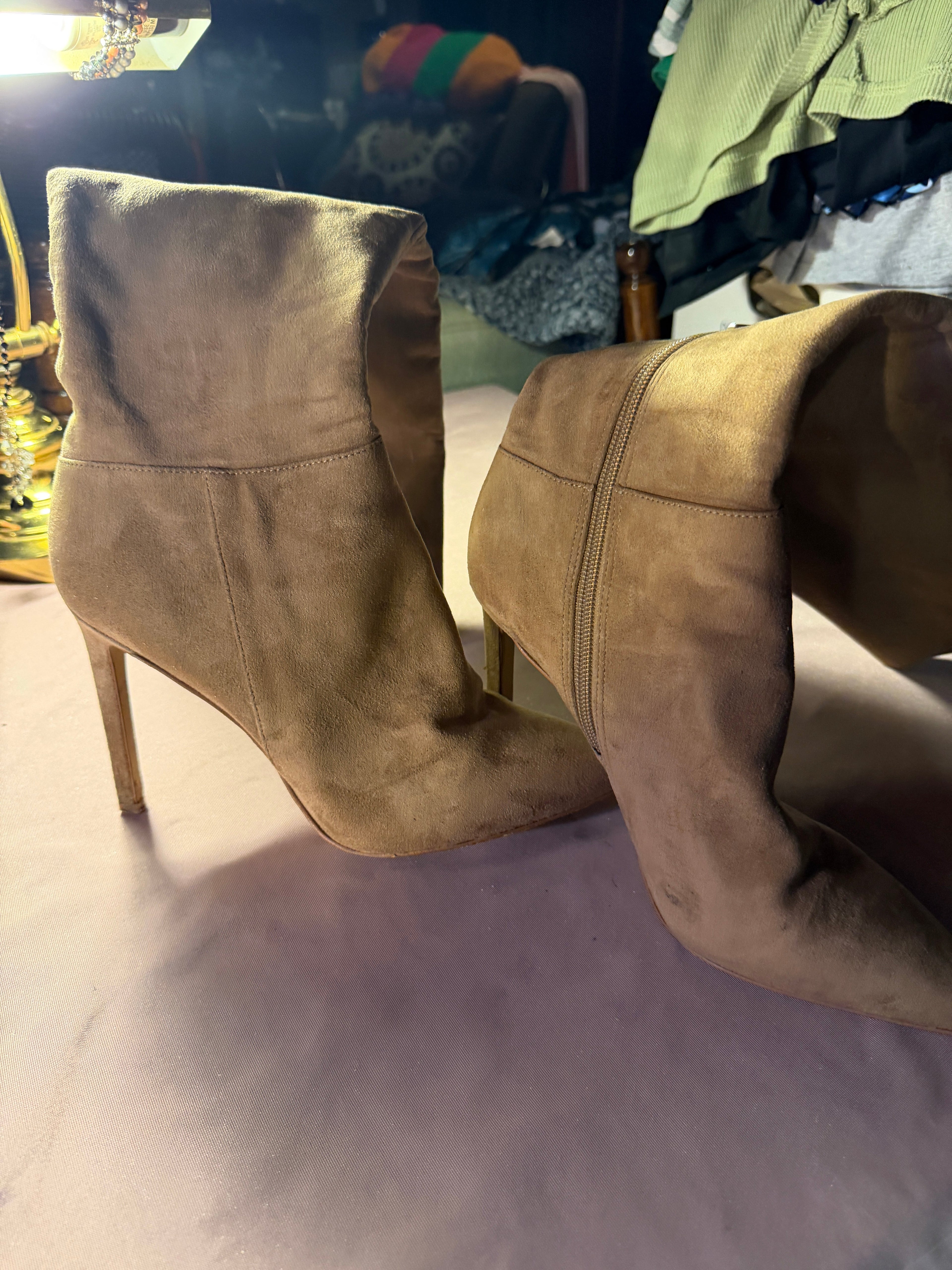 Taupe Suede Over-the-Knee Stiletto Boots Size 9