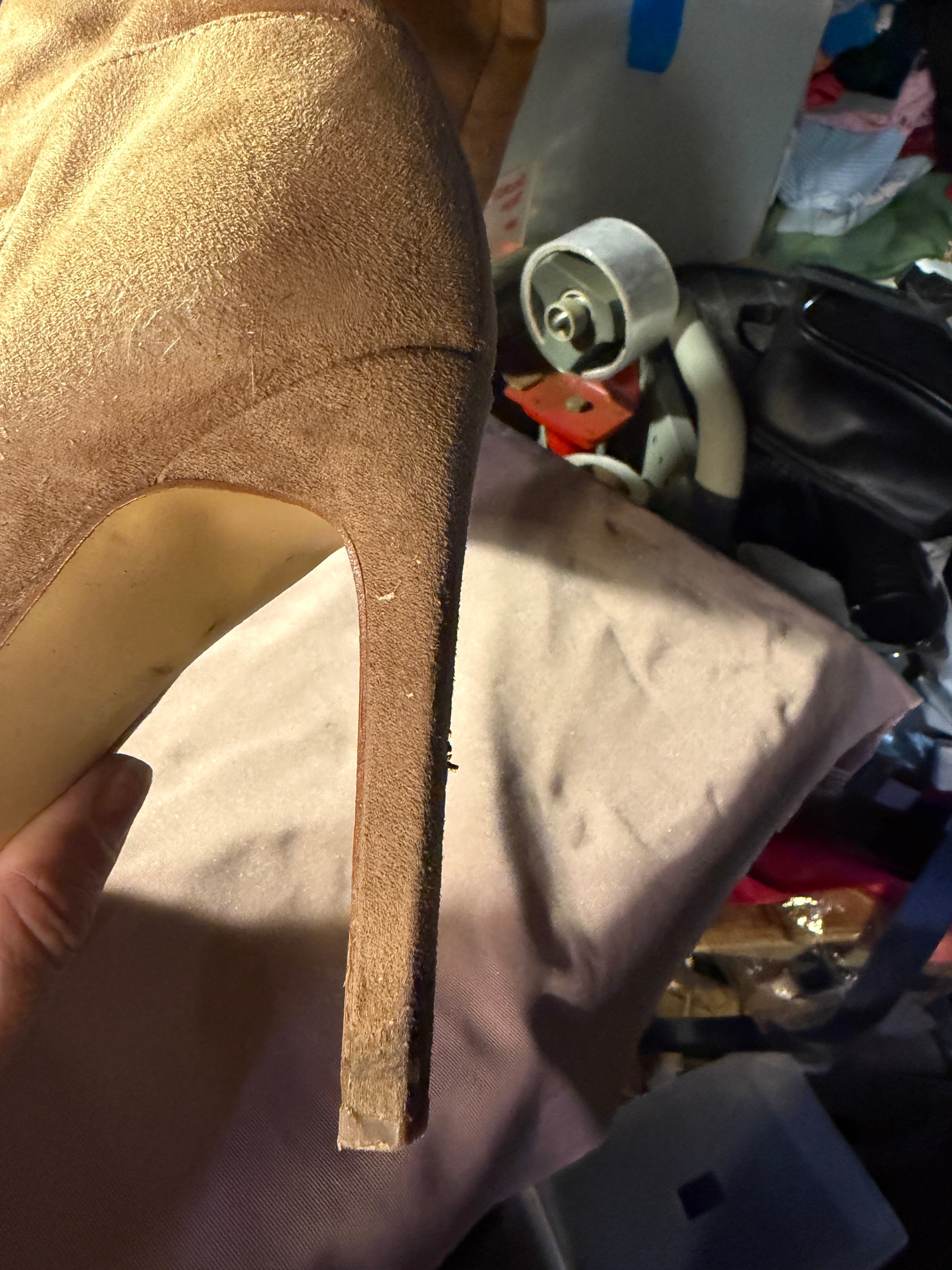 Taupe Suede Over-the-Knee Stiletto Boots Size 9