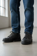 Men's Black Lace-Up Work Boots