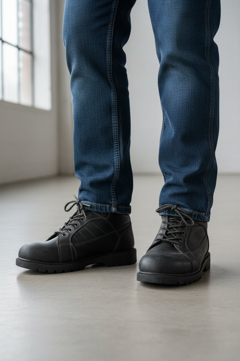 Men's Black Lace-Up Work Boots