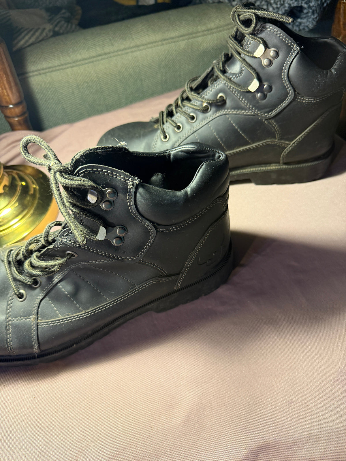 Men's Black Lace-Up Work Boots