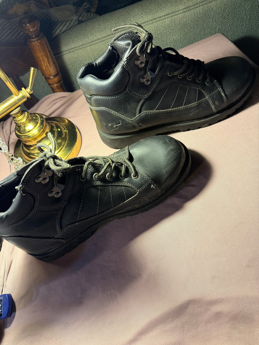 Men's Black Lace-Up Work Boots