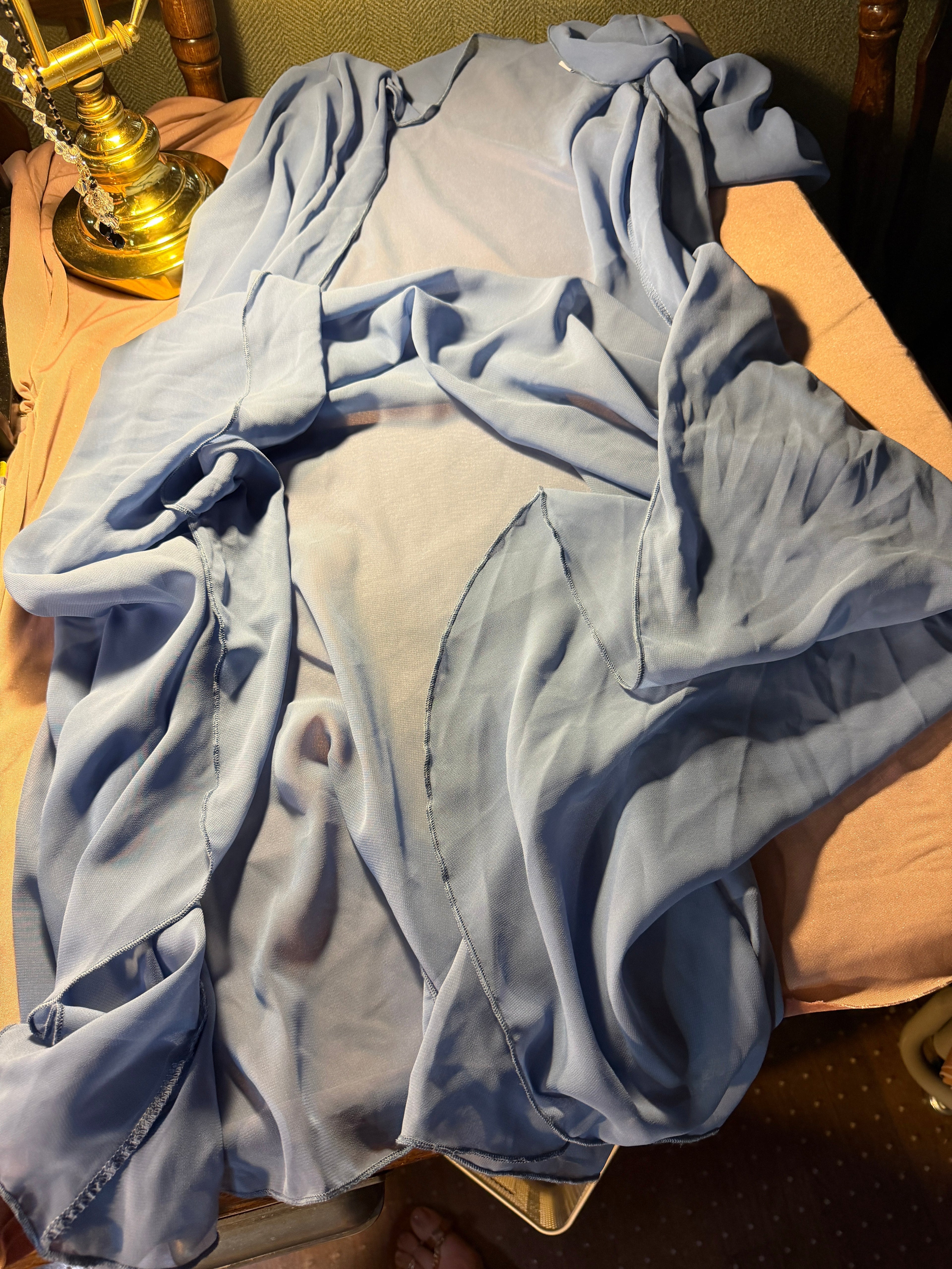 Periwinkle Blue Chiffon Long Sleeve Maxi Wrap & Cover-Up