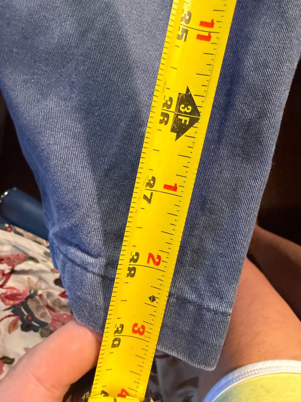Front view of light wash straight leg jeans