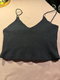 Dark Teal Ribbed Crop Cami Top
