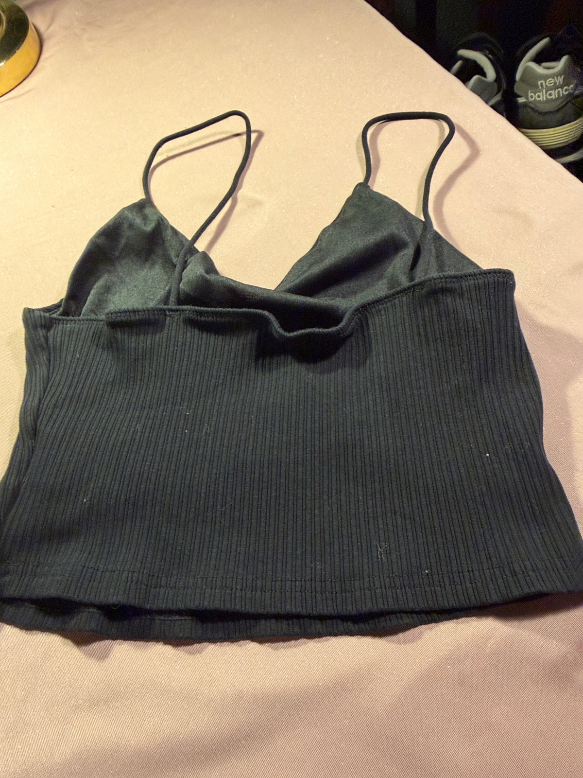 Dark Teal Ribbed Crop Cami Top
