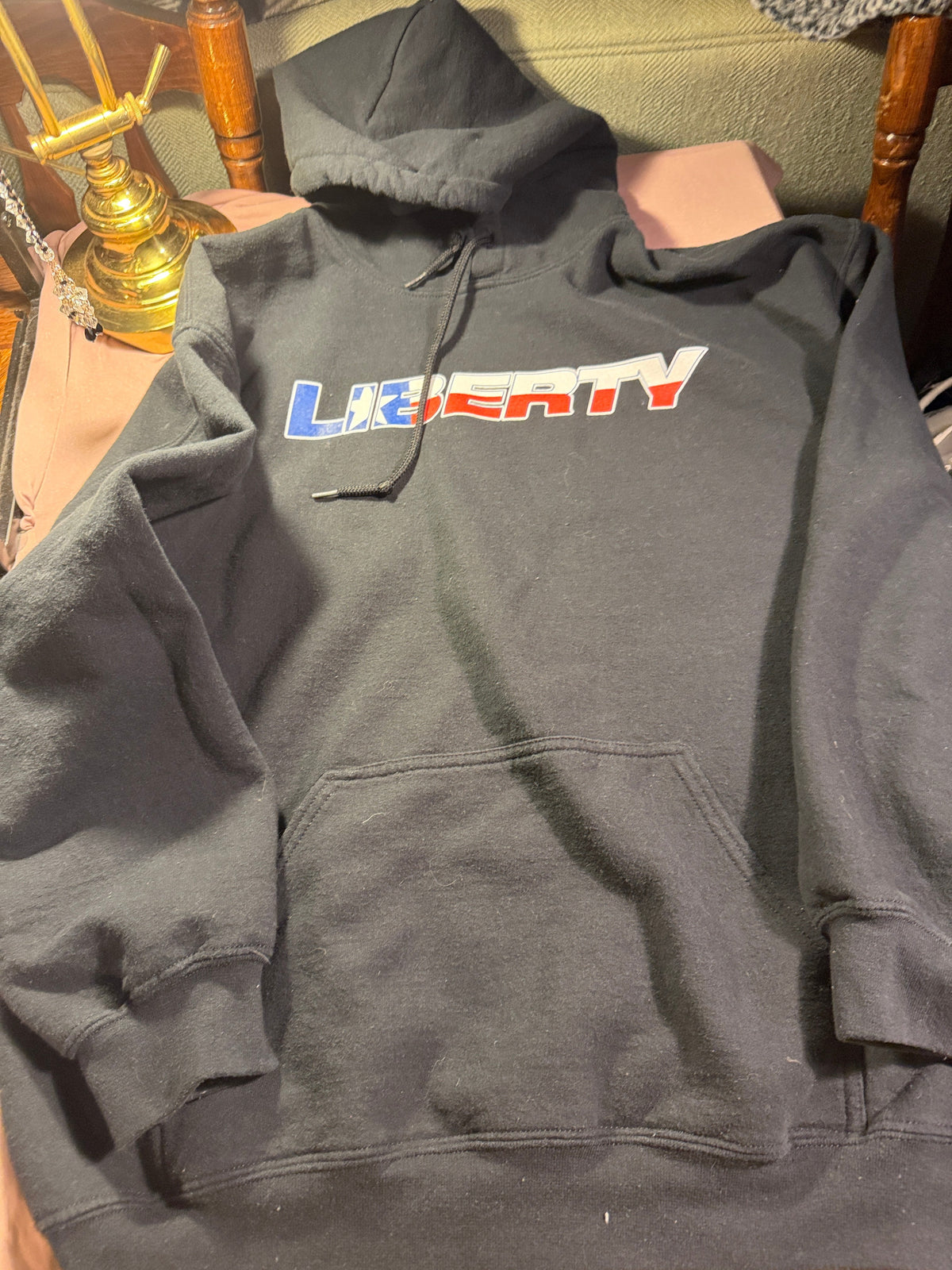 Liberty Graphic Hoodie – Black (Size L)