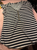 Express Striped Zip-Neck Blouse – Black & White (Size S)