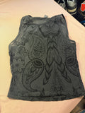 SHEIN Black Paisley Mesh Tank Top – Size M