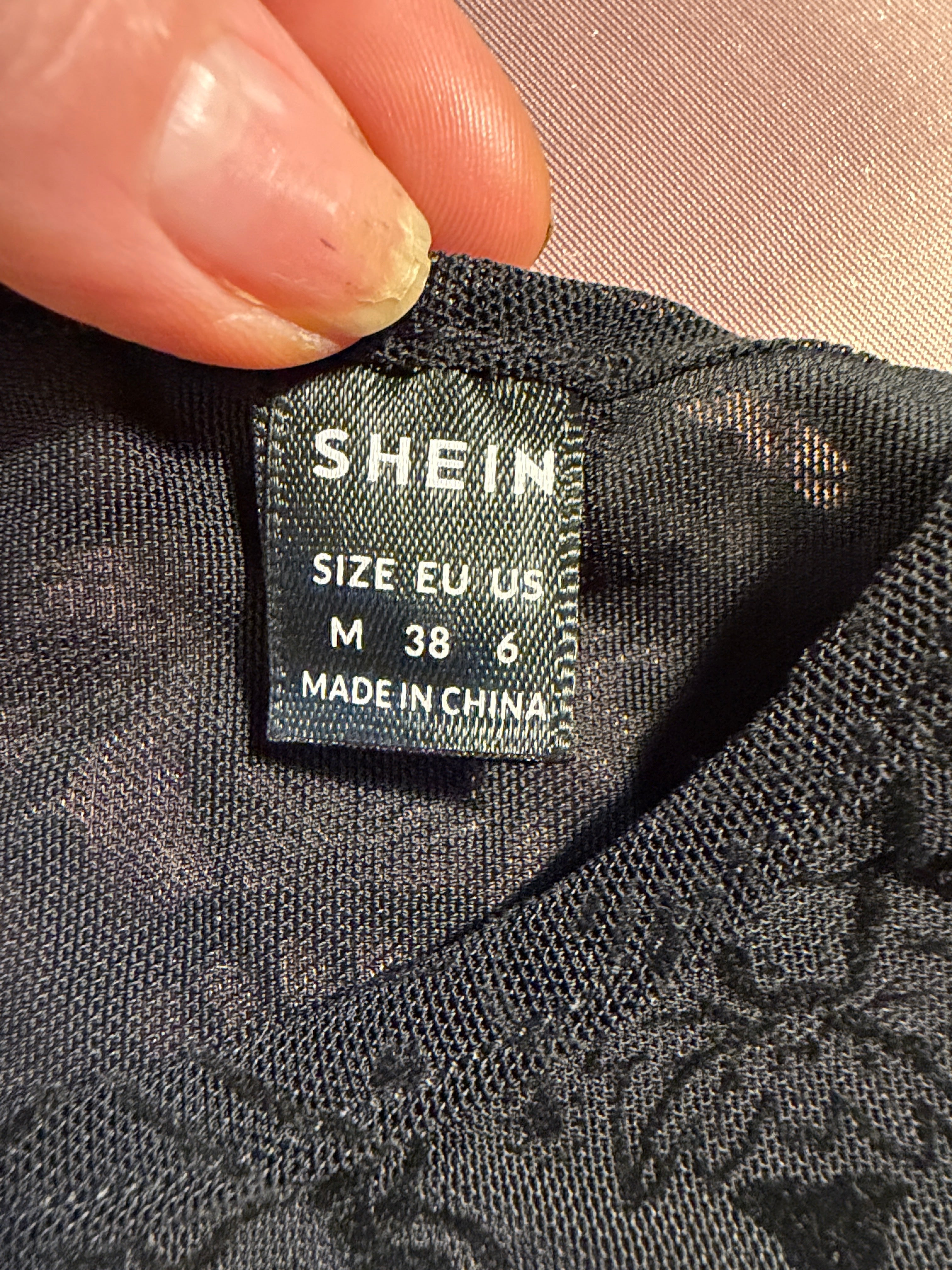 SHEIN Black Paisley Mesh Tank Top – Size M
