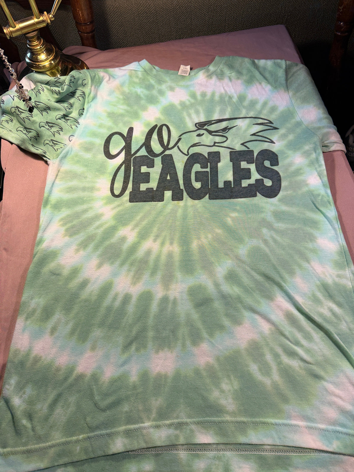 Mint Tie-Dye Go Eagles Graphic Tee – Medium