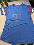 Texas Rangers Rhinestone V-Neck Tee – Women's L