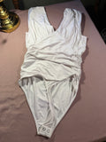 Express Body Contour White Ruched Wrap Bodysuit