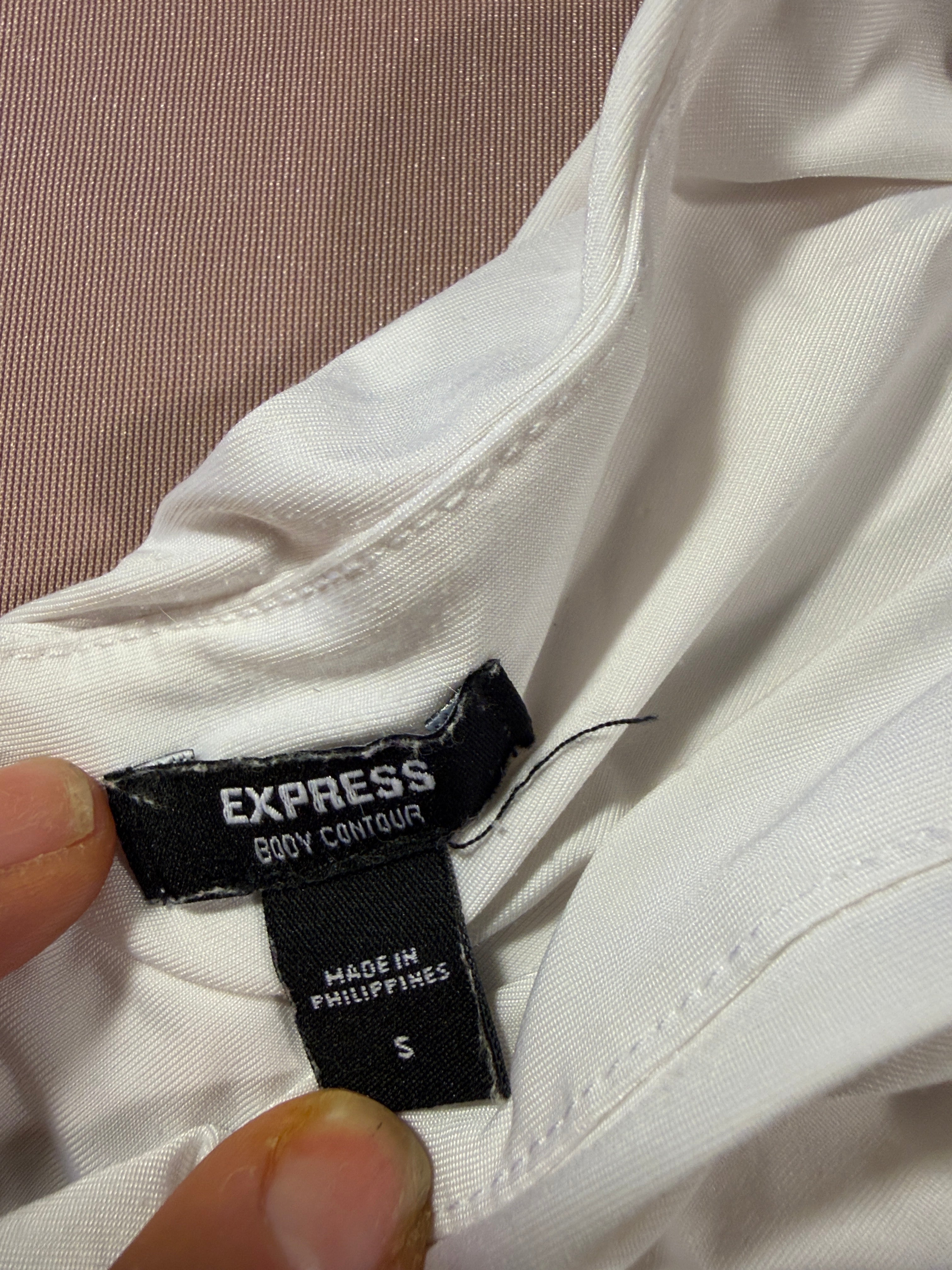 Express Body Contour White Ruched Wrap Bodysuit